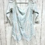 Lucy Paris  Dress Women Size S Blue & White Laced Short Sleeve Mini Spring Summer Photo 0