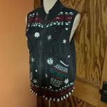 Vtg Y2K unique mitten pockets holiday sweater vest Size M Photo 6