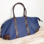 Cuyana  navy canvas leather weekender overnight bag Photo 10