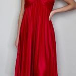 Blondie Nites Red Babydoll Accordion-Pleated Knee-Length Halter Midi Dress Photo 0
