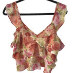 Illa Illa  Floral Ruffle V Neck Crop Top Women's Size M Photo 0