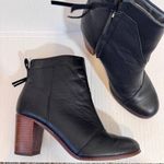 Toms Black Leather Ankle Heeled Boots Womens 8.5 Fall Casual Classic Booties Photo 0