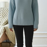 SO  Oversized  powder blue Turtleneck Sweater Size Medium!! Photo 0