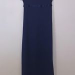 Formal Fashions  Inc Navy Blue Maxi Prom Dress Satin Belt Square Neck Photo 0
