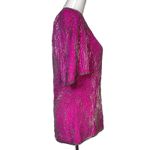Laurence Kazar Vintage Y2K  Silk Beaded Blouse Top Size M Fuchsia Evening Fairy Photo 2