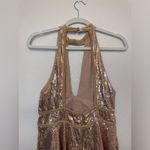 Free People  Film Noir Sequin Mini Halter Dress‎ in Rose Gold Size 6 Photo 6