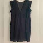 Black Eyelet Babydoll Ruffle Sleeve V Neck Cotton Flirty Summer Dress Size L Photo 5