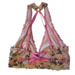 PINK - Victoria's Secret Victoria Secret PINK | Lace Bralette Floral Multi Color Bra Racerback Size Small Photo 3