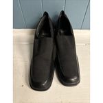 Vintage Y2K 90s Chunky Heel Square Toe Loafer Black Leather Slip On Size 8M Photo 2