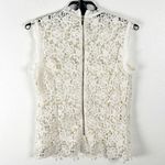Nanette Lepore  Cream Sleeveless Lace Overlay Exposed Back Zipper Top Size Medium Photo 1