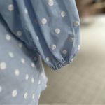 ZARA  Blue Embroidered Polka Dot Balloon Sleeve Top XS Photo 6