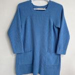 Soft Surroundings Soft Surrounding Womens Cozy Chenille Crewneck Fisherman Knit Sweater Blue Small Photo 1