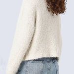 Forever 21 Eyelash Knit Crewneck Oversize Sweater Cropped Cream Long Sleeve S Photo 1