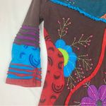 Rising International size medium Floral Long Sleeve Dress boho indie unique Blue Photo 6