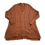 Free People  orange chunky knit oversize sweater size S Photo 11