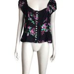 Free People Black and Purple Flower Print Crop Top Photo 2