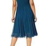 Dress the Population  Alicia Plunging Fit and Flare Mixed Media Peacock Blue XS Photo 2