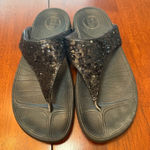 FitFlop  Women’s Electra Black Sequin Thong Flip Flops Sandals‎ Size 8 Photo 0