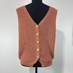 Sweet Rain  Button V Back Sleeveless Sweater Vest Sz Lg Women’s Light Rust Photo 5