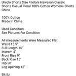Uniqlo Shorts Size 4 Iolani Hawaiian Classic Shorts Casual Floral 100% Cotton Women's Shorts Chino Photo 4