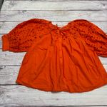 Anthropologie Chantal Eyelet Blouse Red Size 2X Photo 2