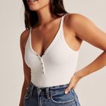 Abercrombie & Fitch White Tank Henley Snap Up Sleeveless Bodysuit Photo 0