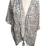 Umgee Kimono Top S/M Leopard Blue Pink Open Front Casual Boho Knit Photo 0