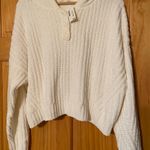 Aeropostale Crop Chenille White Hooded Sweater Photo 2