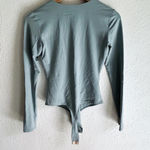 Alix NYC  Jules Deep V-Neck Long Sleeve Bodysuit Blue Sz Medium Photo 2