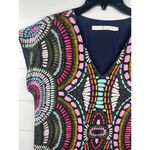 Marie Oliver Colorful Print V Neck Short Sleeve Shift Dress Size S Silk Photo 3