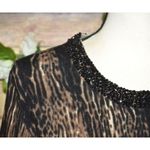 Carmen Marc Valvo Carmen Mark Valvo Cheetah Animal Print Thin Knit Sweater Beaded Neckline Size S Photo 2