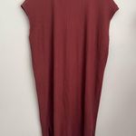 Eileen Fisher  Dark Terracotta Textured Stretch Rib Crew Neck Dress XL Photo 1