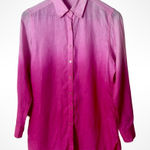 Bella Tu Pink Ombre Linen Button Down Shirt Large Romantic Boho Indie Coastal Size M Photo 0