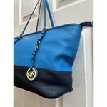 Michael Kors FLAWS Saffiano Leather Blue Two Tone Jet Set Travel Tote Bag Photo 1