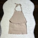 Forever 21  Beige Cropped Knit Halter Tank Top Photo 4