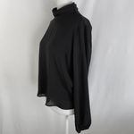 Krisa New Pleated Mock Neck Keyhole Back Long Sleeve Blouse Black Size XS Photo 6