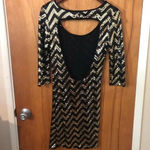 Vintage y2k Black gold sequin Party Glam Mob Wife Mini Dress New Year’s eve Size M Photo 8