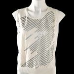 St. John Knit Tank Top Sequin Front Cream White Sweater Size L Photo 9