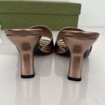 Gucci Marmont EU 37 US 7 Crystal GG Rose Gold Sandals Heels Metallic Nappa New Photo 10