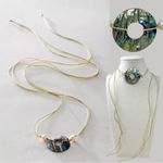 Free People  Bohemian Abalone Shell Pearl Rope Necklace Belly Chain Neutral NEW Photo 2