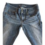 American Eagle AE VTG Y2K Artist Super Low Rise Flare Jeans Stretch Denim 6 Blue Photo 2