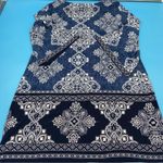 Studio One  New York Women's Blue Patterned Dress 3/4 Length Bell Sleeves Size XL Photo 3