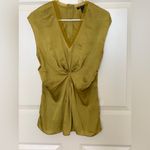 White House | Black Market Kenneth Cole Olive Green Twist Front Blouse.     Size-Large Photo 1