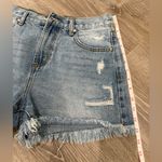 Elan  Frayed Hem Blue Jean Shorts Photo 1