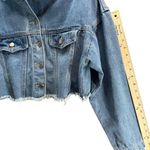 JW Signature Cropped Jean Jacket M Blue Fray Hem STATE Graphic Raw Hem Y2K Style Size M Photo 7