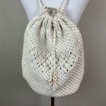 Crochet Backpack Scrunch Top Bag Ivory Boho Bohemian Photo 3