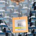 Ellen Tracy Short Sleeve Stretchy Faux Wrap Cinch Side Blue Geo Top M Photo 6