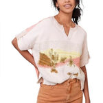 Pilcro  Anthropologie Desert Intarsia Sweater Tee Womens Size Medium Cotton Photo 0