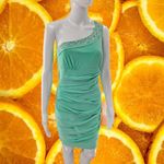 DEB Mint‎ Green One Shoulder Dress with Beaded Collar Size M Size M Photo 2