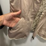 CAbi  Faux Shearling Lined Champagne Satin Zip Vest | Cozy Chic Neutral Layering Photo 5